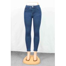 Jeans flacos azules lisos para mujeres