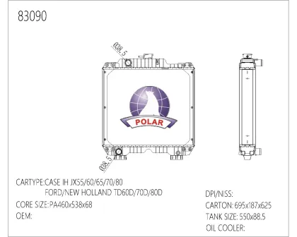 83090 Agricultural Machinery Radiator for New Holland TD60D/70D/80D