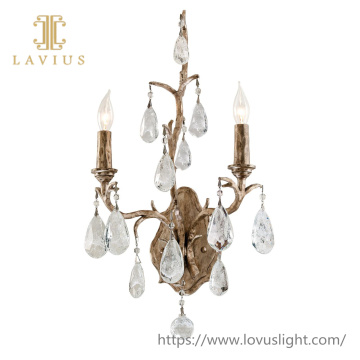 Messingzweigkristallwandlampe prägnant Design Klassischer Stil Kristalllicht für Wohnzimmer