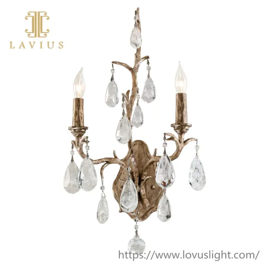 Brass branch crystal wall lamp Concise design classical style crystal light for living room