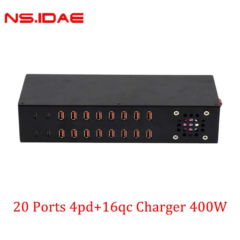 4pd+16qc 20 bağlantı noktası USB şarj cihazı 400W