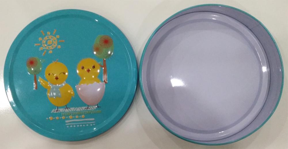 Round Blue Cookie Tin Box