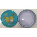 Round Blue Cookie Tin Box