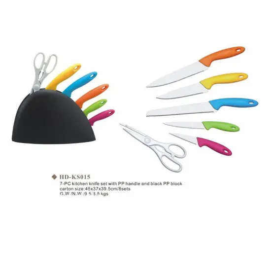 7pcs kitchen knife set with black pp block