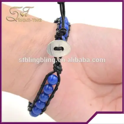 Wholesale 6mm blue stone beaded couple bracelet