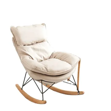 Hot Sale Modern Wooden Fabric Backrest Rocking Chair for Living Room