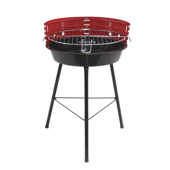 Simple Round Portable Adjustable Height Barbecue Grill Outdoor Camping Charcoal Bbq Grill With Two Wheels