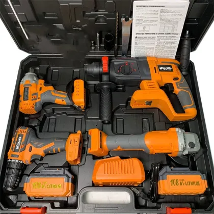 Best Lithium Battery Cordless Electric Drill Power Drilling Machine Brushless Drill Tools Combo Set