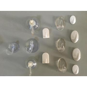 Plastic hook with adhesive