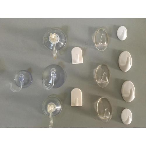 Plastic hook with adhesive