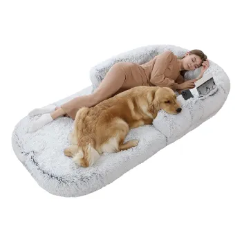 Foldable Plush Dog Bed for Large Dogs with Blanket and Pillow - Orthopedic and Washable