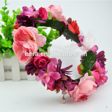 High quality colorful rose bridal flower crown in beach wedding 1290E