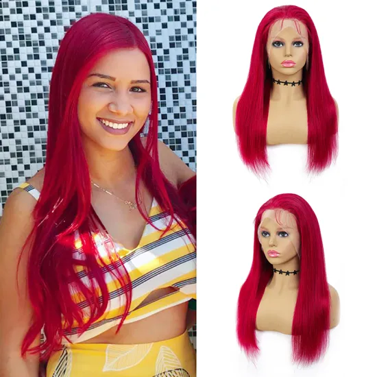 X-TRESS Human Hair Wigs With 4*13 Lace Frontal Wigs For Black Women Burg# Color Straight Natural Hair Wig With Natural Hairline