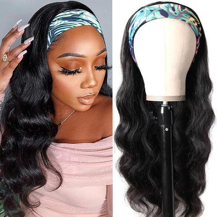 Straight Human Hair Headband Wig Natural Black Wear And Go Wig 14-30in