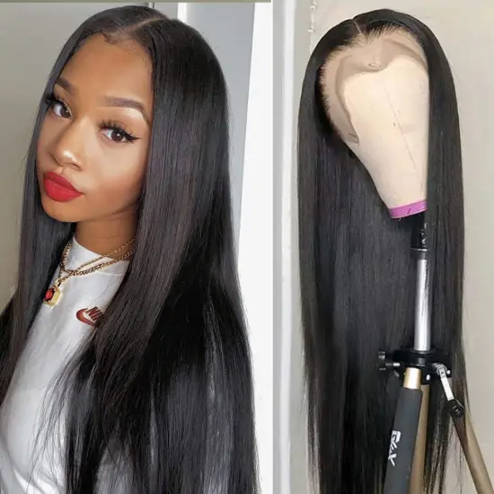 Shmily Cambodian Lace Front Wig Human Natural Hair Straight HD Wig 180 Density Virgin Cuticle Aligned Body Wave Women Wigs