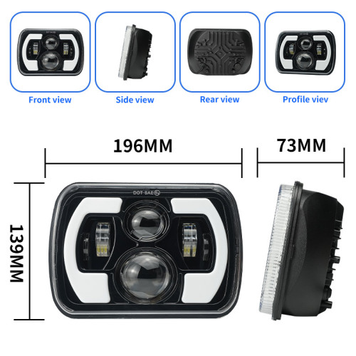 LIUHJG Square 7 Inch 36W Motorcycle Led Light with H4