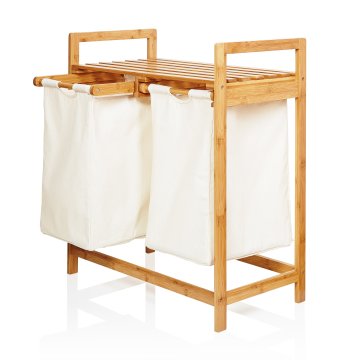 Bamboo Fabric Laundry Hamper with 2 Removable Compartments