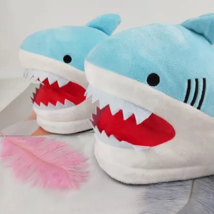 Home Kids Shark Plush Animal Slippers - Factory Custom Children Winter Slippers