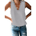 Women's Solid Lace V-Neck Sleeveless Top