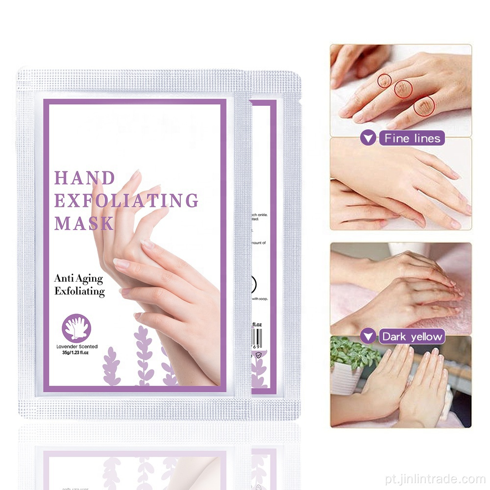 Máscara de mão de lavanda orgânica de máscara de peeling hidratante