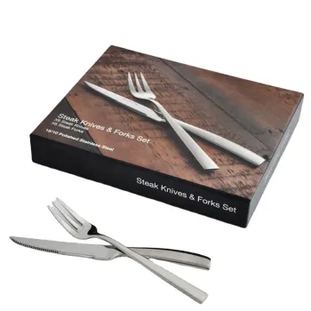 Stainless Steel Steak Fork Knife Set - 12pc Flatware Collection for House Parties