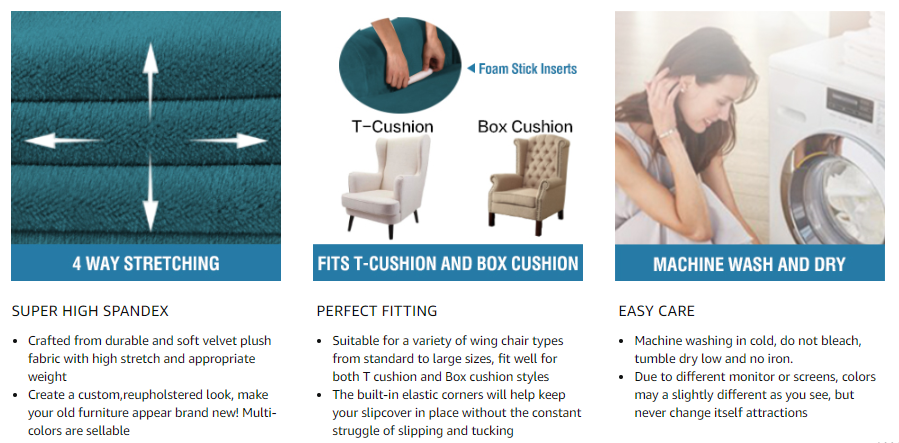 Skin-friendly Fabric Wing Chair Covers
