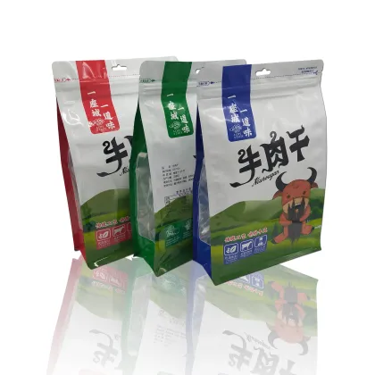 High Quality Food Packaging Bag For Beef Jerky Fish Chicken Pork Snacks Food With Zip Lock Flat Bottom Pouch