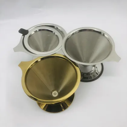 Stainless Steel Cone Pour Over Coffee Filter Dripper