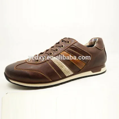 cotton fabric lining leather upper fashion leather sports shoes for men