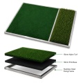 Tapete de práctica de golf Pro Modular de doble césped: césped rugoso de 40 mm y tira de golpe reemplazable con marco de metal
