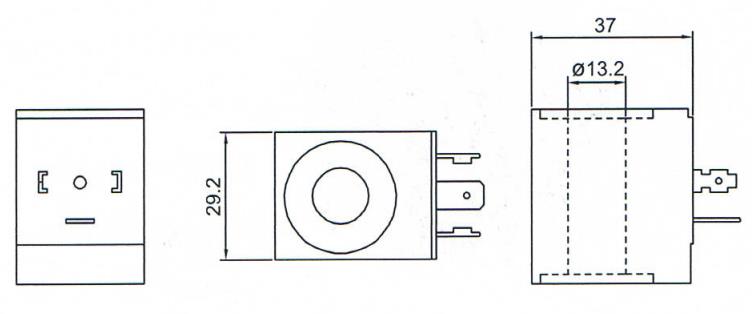 Overall dimension of EVI 5M/13 Amisco Type Pneumatic Solenoid Coil