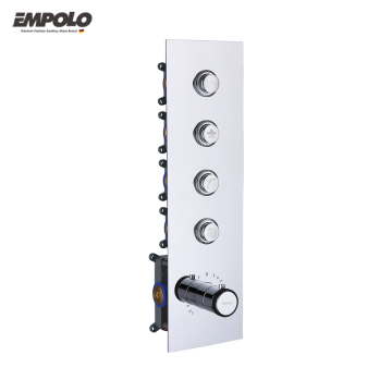 Empolo Square Brass Stop Concealed Valve Shower Faucet - Four Function Thermostatic Mixer