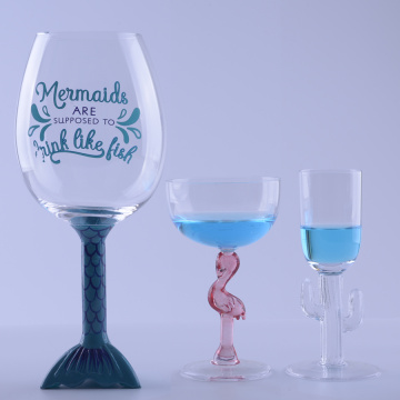 Verres à eau sirène oiseau et cactus gobelet avec tige animale