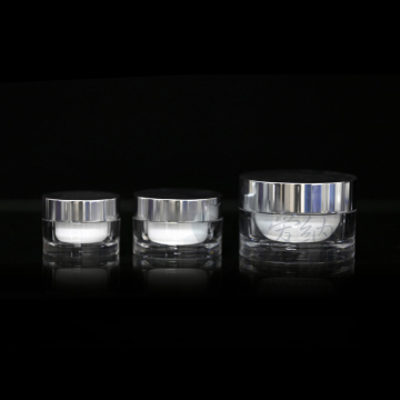 Silver Aluminium Cap Round Arcylic Cream Jar
