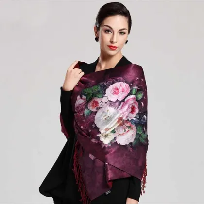 The new high-grade double-sided brushed warm winter scarf silk scarf