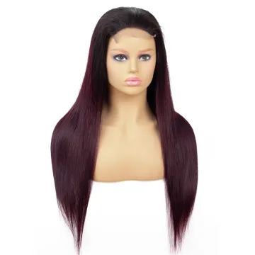 Wholesale Indian Virgin Cuticle Aligned Hair Lace Closure Wigs 1B 27 1b 30 1B 99j Burgundy Ombre Color Human Hair Lace Front Wig