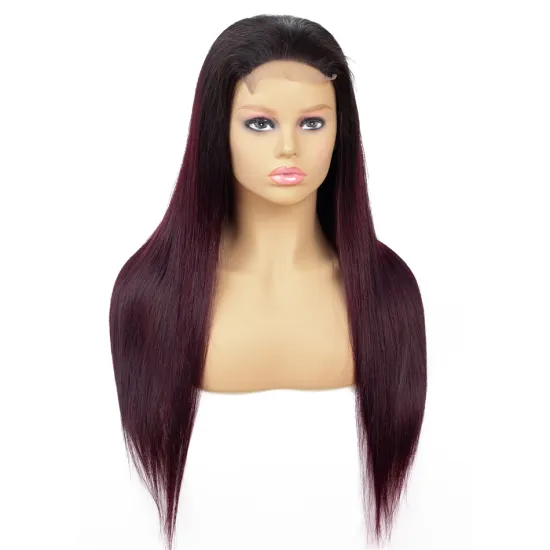 Wholesale Indian Virgin Cuticle Aligned Hair Lace Closure Wigs 1B 27 1b 30 1B 99j Burgundy Ombre Color Human Hair Lace Front Wig