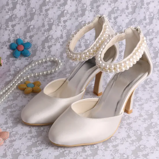 Classic Pearl Wedding Shoes High Heel
