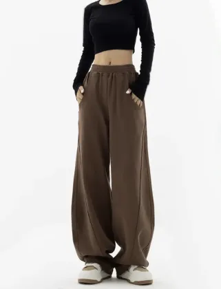 Wholesale Blank Cotton Oversized Wide Leg Sweatpants Stacked Flared Pants for Men