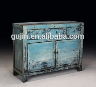 chinese antique reproduction solid wood sideboard buffet light blue