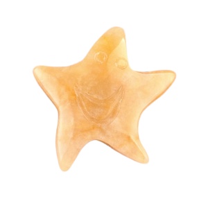 Yellow Jade 30mm Smiling Starfish Pendant & Ornament for Home Decoration Handmade Craved Stone Solar