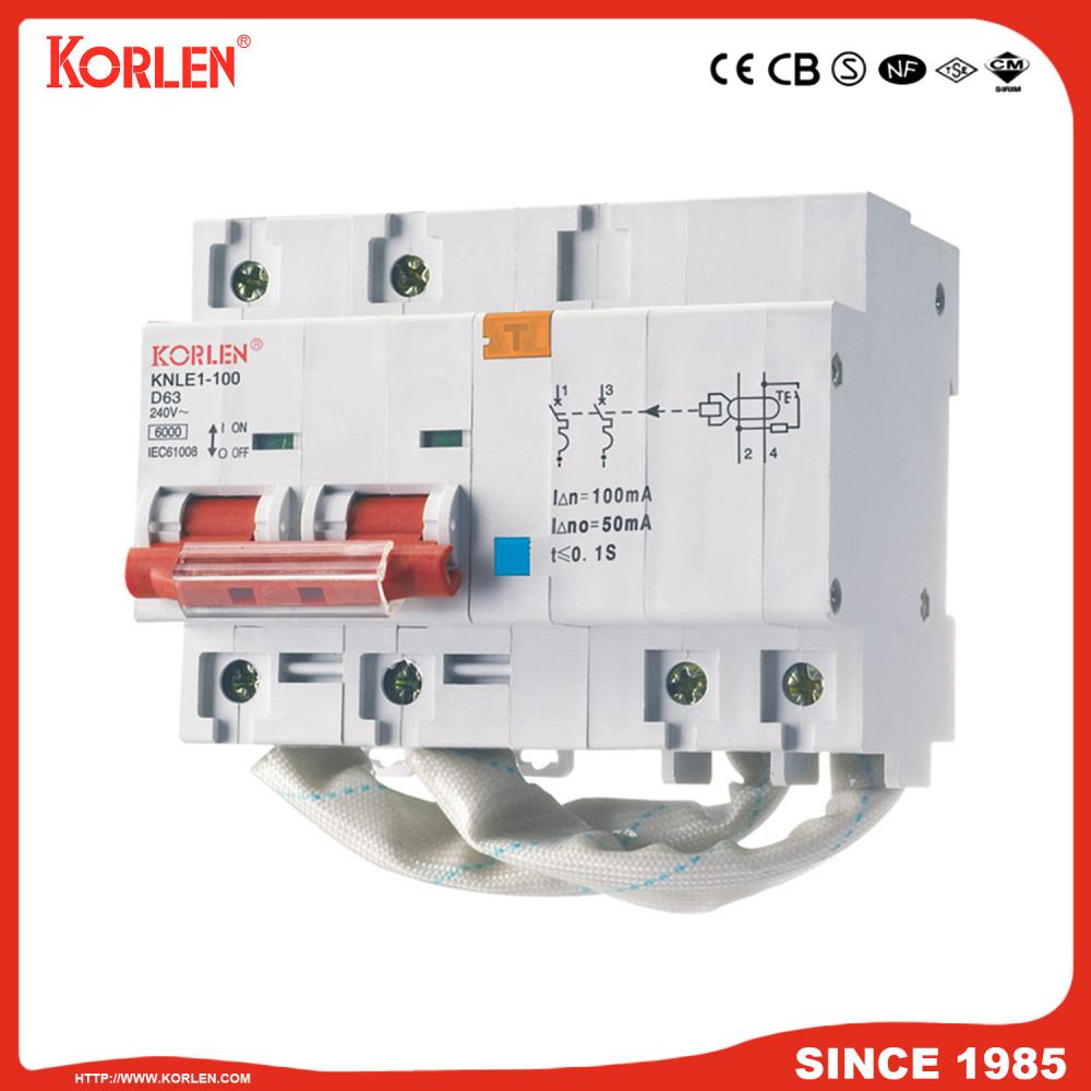 Residual Current Circuit Breaker RCBO KNLE1-100 CE 1P