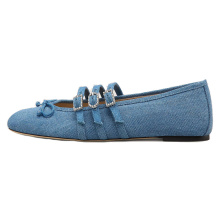 Crystal Adorned Flat Shoes with Bow Toe Design