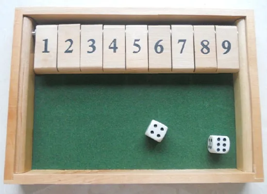 Terrific Shut the Box Traditional Family Wooden Board Gift Game Set