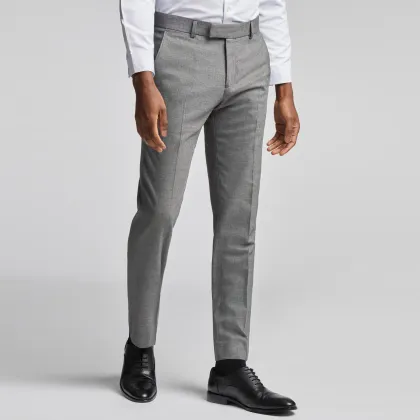 Gray Slim Textured Wool 3 Piece Suit for Men - Formal Wedding Groom Business attire