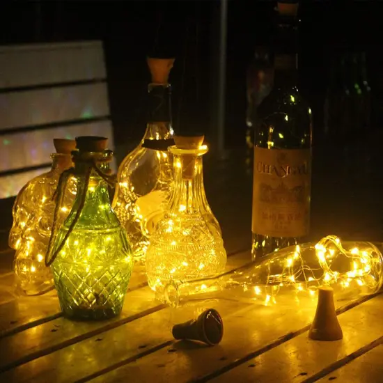 20 LED Solar Wine Bottle Lights with Copper Wire - Ideal for Holiday, Christmas Party, and Wedding Decor