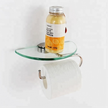 Bathroom Toilet Paper Holder with Glass Shelf
