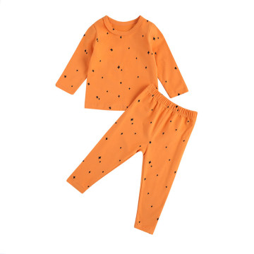Kids Baby Girls Print Pajama Sets Top Cotton PJS Trousers Stripes Ruffle Long Sleeves Elastic Kids Sleep 2pcs Clothes Set