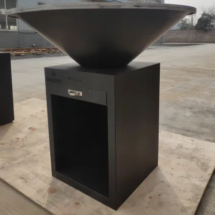 Corten Steel Outdoor BBQ Grill: Square Fire Pit and Charcoal Barbecue