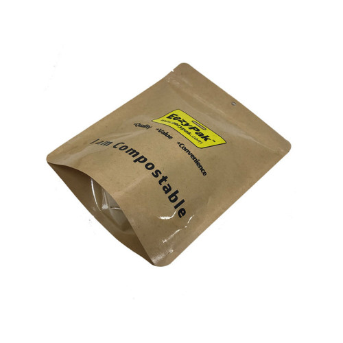 Ground Coffee Kraft Paper Bags Stand Up Pouch With Resealable Zipper